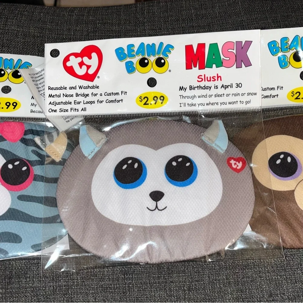 Ty Beanie Boo Slush Face Mask - Gray and Blue
